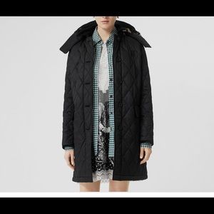 Burberry detachable hood quilted coat XS